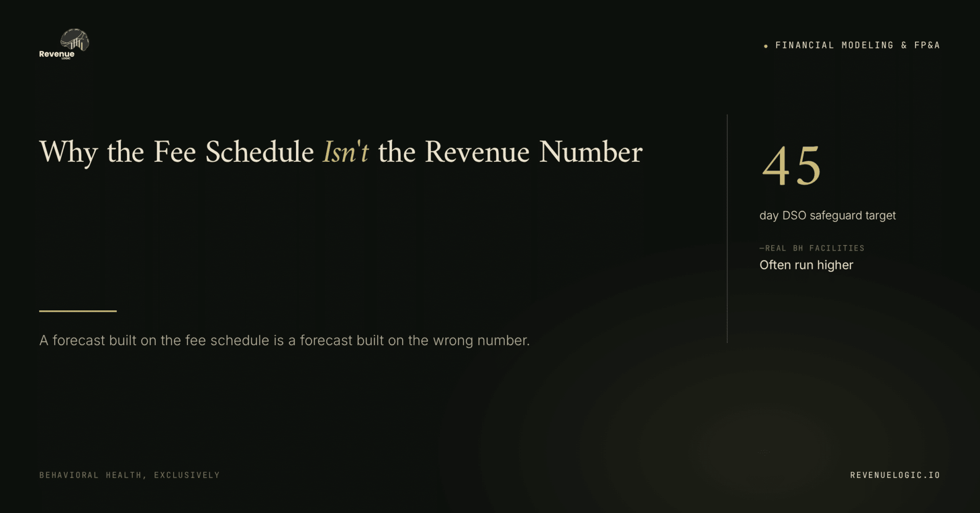Financial Modeling for Behavioral Health — featured image, Revenue Logic blog