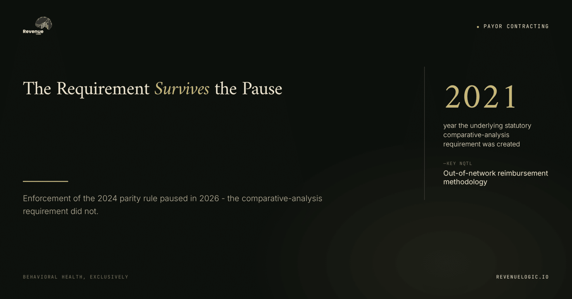 The 2024 Parity Rule's Comparative-Analysis Requirement — featured image, Revenue Logic blog